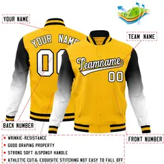 Gold White Black Gradient Varsity Raglan Letterman Jacket 2