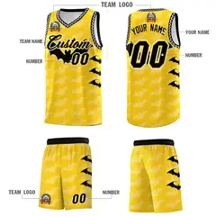 Gold White Black Halloween Bat Pattern Basketball Jersey 5