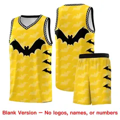Gold White Black Halloween Bat Pattern Basketball Jersey 7