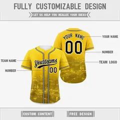 Gold White Black Reversible City Skyline Graffiti Baseball Jersey 3