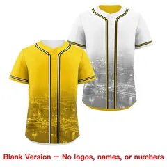 Gold White Black Reversible City Skyline Graffiti Baseball Jersey 8