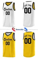 Gold White Chest Slash Pattern Double Side Basketball Jersey 3