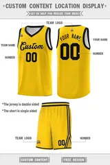 Gold White Chest Slash Pattern Double Side Basketball Jersey 4
