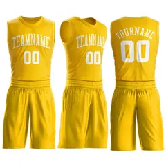Gold White Classic Basketball Jersey 2