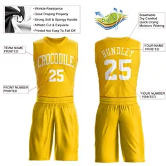 Gold White Classic Basketball Jersey 3