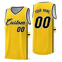 Gold White Classic Color Block Athletic Basketball Jersey 1