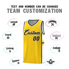 Gold White Classic Color Block Athletic Basketball Jersey 4