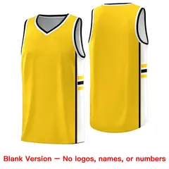 Gold White Classic Color Block Athletic Basketball Jersey 6