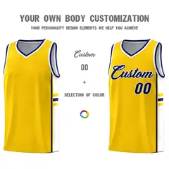 Gold White Classic Color Block Team Basketball Jersey 3