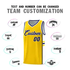 Gold White Classic Color Block Team Basketball Jersey 4
