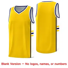 Gold White Classic Color Block Team Basketball Jersey 6