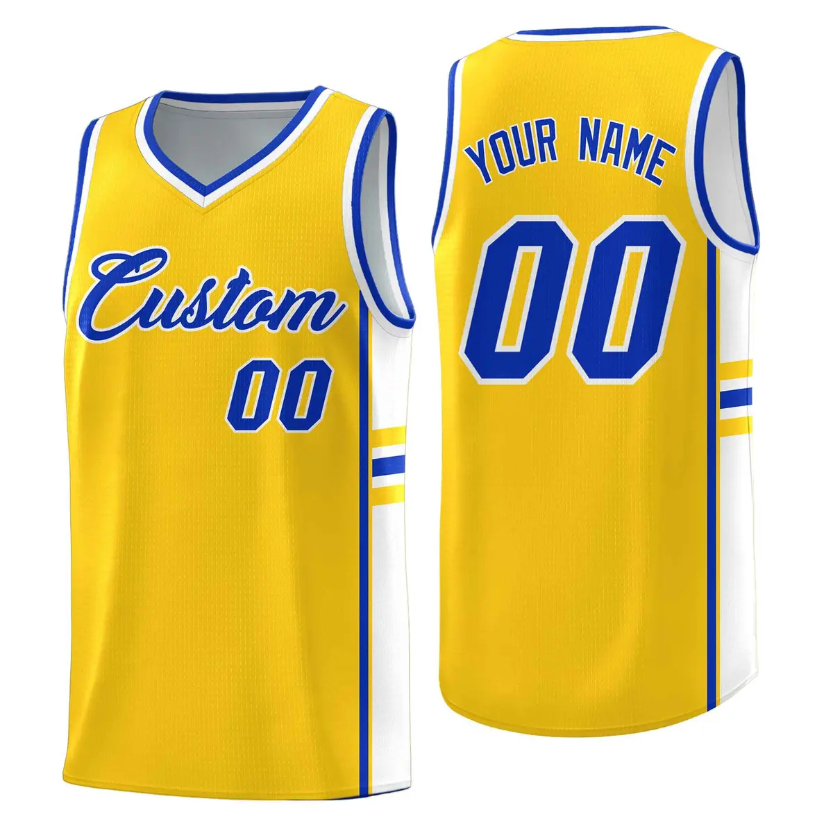 Gold White Classic Color Block Uniform Basketball Jersey