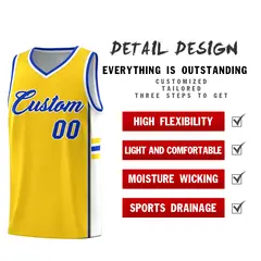 Gold White Classic Color Block Uniform Basketball Jersey 2