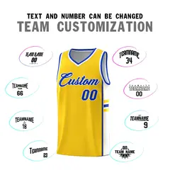 Gold White Classic Color Block Uniform Basketball Jersey 4