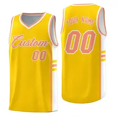 Gold White Classic Color Block Uniform Basketball Jersey 1