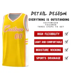 Gold White Classic Color Block Uniform Basketball Jersey 2