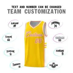 Gold White Classic Color Block Uniform Basketball Jersey 4