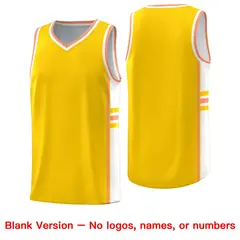 Gold White Classic Color Block Uniform Basketball Jersey 6