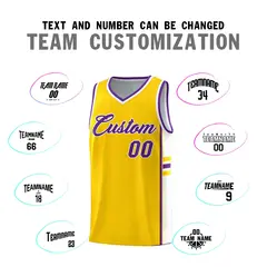 Gold White Classic Color Block Varsity Basketball Jersey 4