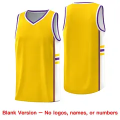 Gold White Classic Color Block Varsity Basketball Jersey 6