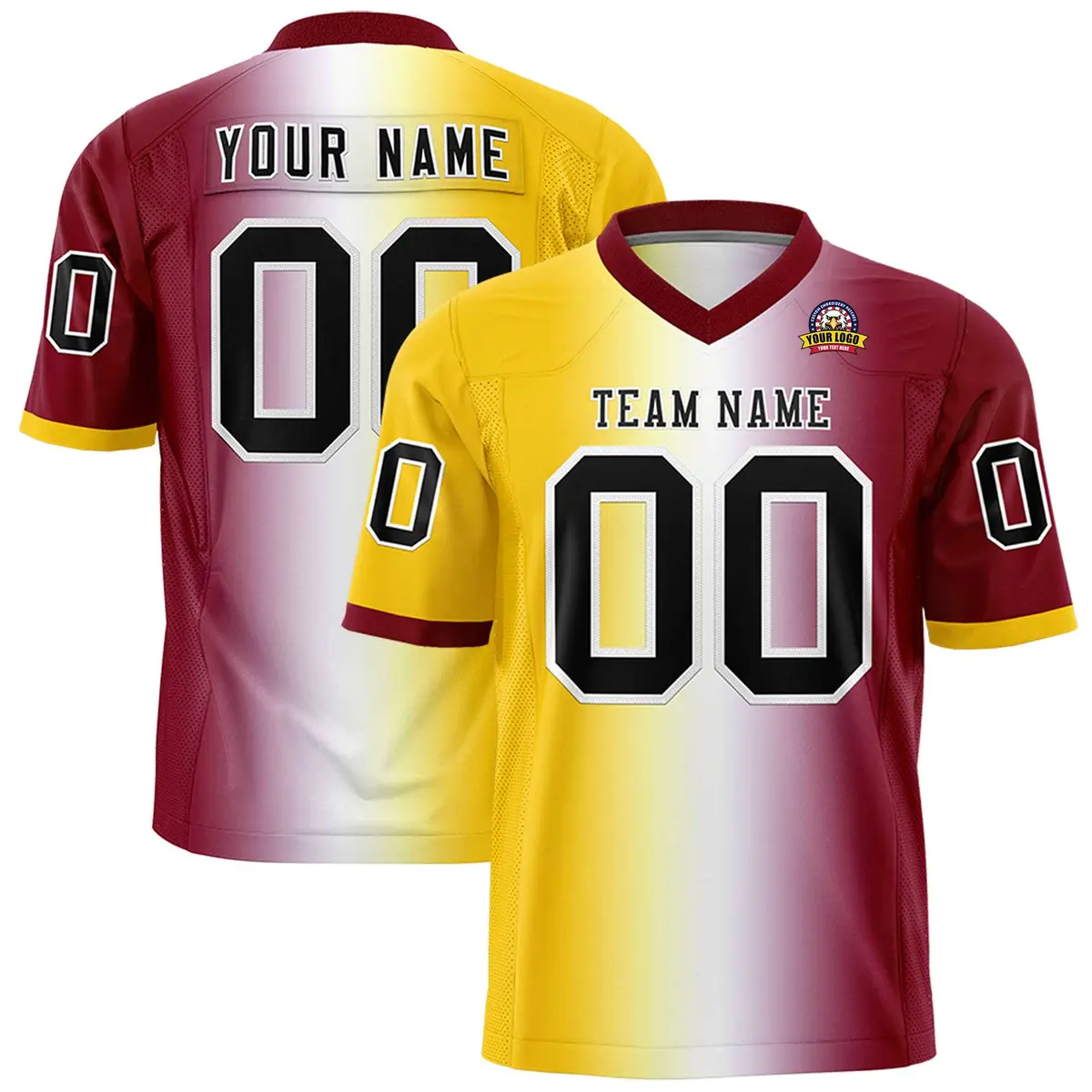 Gold White-Crimson Gradient Football Jersey