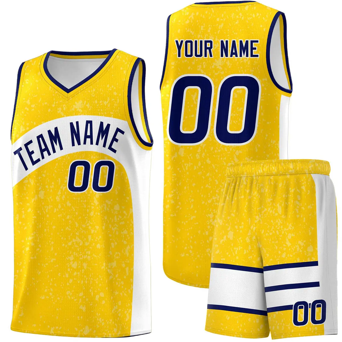Gold White Dot Graffiti Irregular Pattern Basketball Jersey