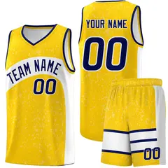 Gold White Dot Graffiti Irregular Pattern Basketball Jersey 1