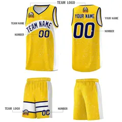 Gold White Dot Graffiti Irregular Pattern Basketball Jersey 5