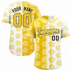 Gold White Flower Graffiti Split Baseball Jersey