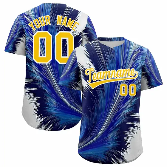 Gold White Fluid Feather Graffiti Baseball Jersey