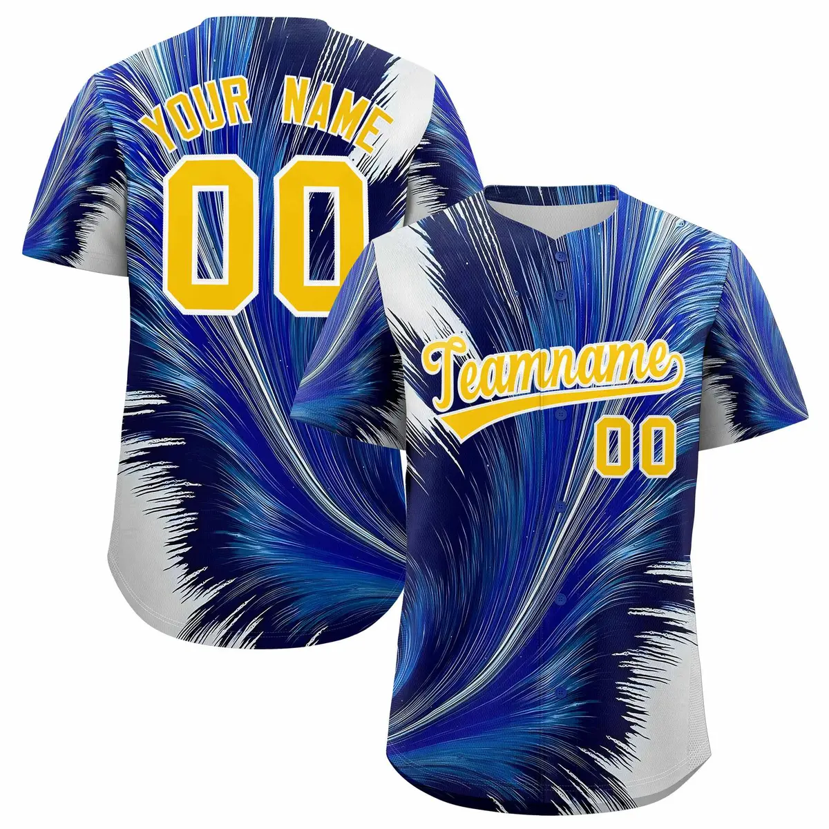 Gold White Fluid Feather Graffiti Baseball Jersey