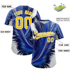 Gold White Fluid Feather Graffiti Baseball Jersey 2