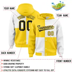 Gold White Four Squares Color Block Varsity Letterman Jacket Hoodie 4