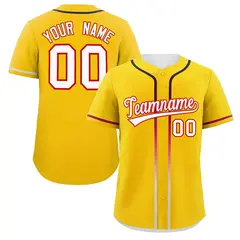 Gold White Gradient Ribbed Authentic Baseball Jersey 1