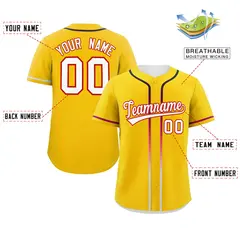 Gold White Gradient Ribbed Authentic Baseball Jersey 2