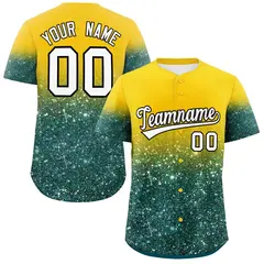 Gold White Gradient Sparkle-Effect Authentic Baseball Jersey 1