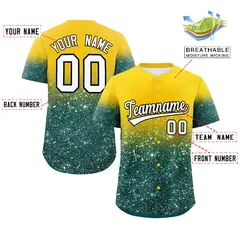 Gold White Gradient Sparkle-Effect Authentic Baseball Jersey 2