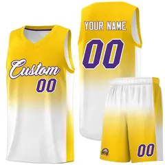 Gold White Gradient Sports Basketball Jersey 1