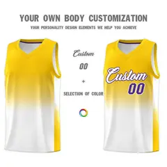 Gold White Gradient Sports Basketball Jersey 3
