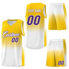 Gold White Gradient Sports Basketball Jersey 7