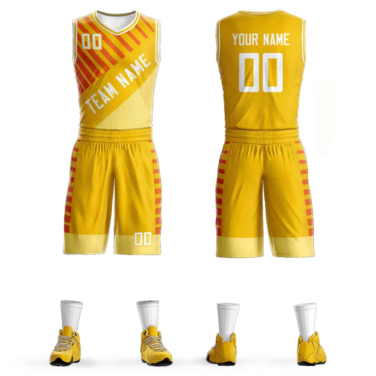 Gold White Graffiti Bar Pattern Sets Basketball Jersey