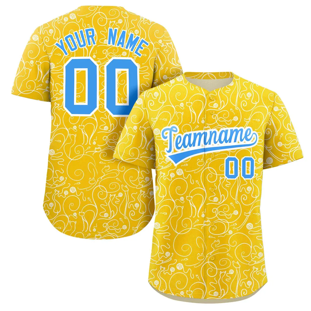 Gold White Graffiti Line Art Authentic Baseball Jersey