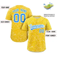 Gold White Graffiti Line Art Authentic Baseball Jersey 2