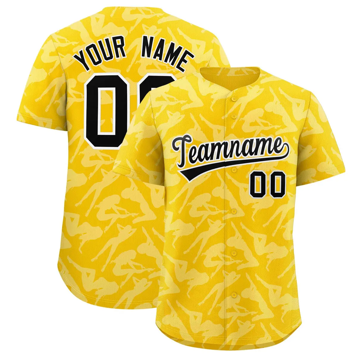 Gold White Graffiti Pattern Authentic Baseball Jersey