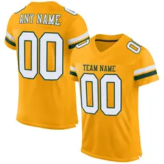 Gold White-Green Classic Style Mesh Football Jersey 1