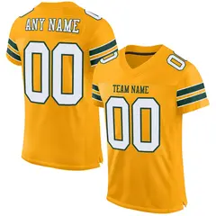 Gold White-Green Classic Style Mesh Football Jersey 1