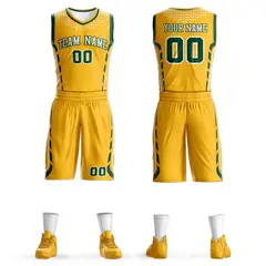 Gold White-Green Graffiti Oblique Bar Basketball Jersey