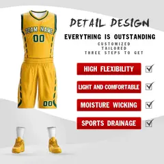 Gold White-Green Graffiti Oblique Bar Basketball Jersey 2