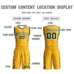 Gold White-Green Graffiti Oblique Bar Basketball Jersey 3
