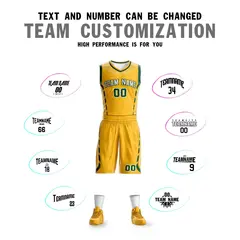 Gold White-Green Graffiti Oblique Bar Basketball Jersey 4